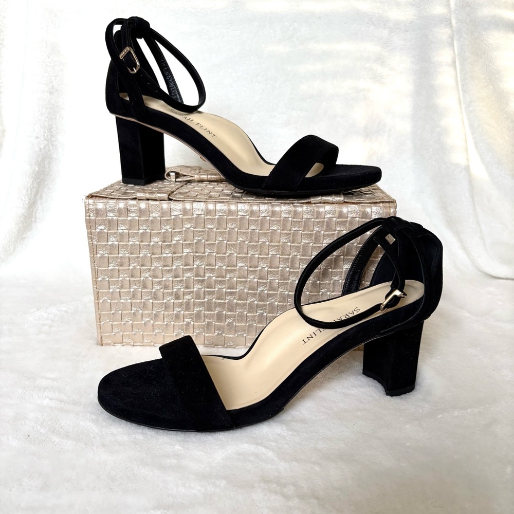 Sarah Flint Black Suede Block Heel Sandals